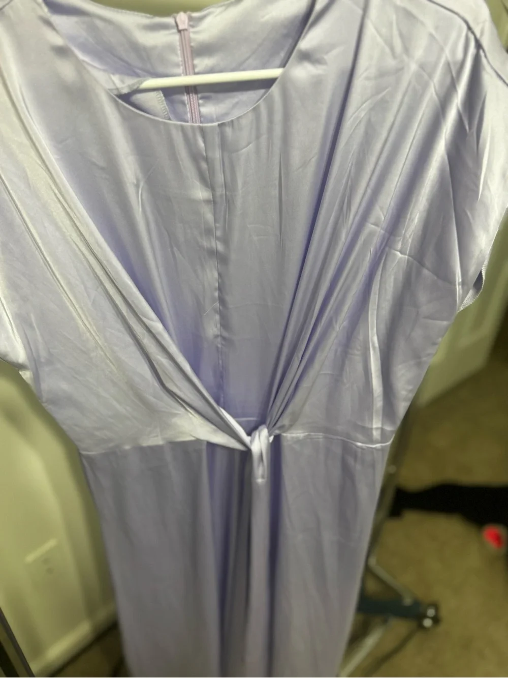 ANRABESS Lavender Satin Twist Front Maxi Dress Women’s Large NWT - Picture 3 of 8